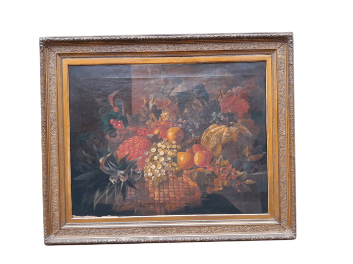An Antique R19th Century England Circa 1802/1864  Fruit Oil Painting Signed