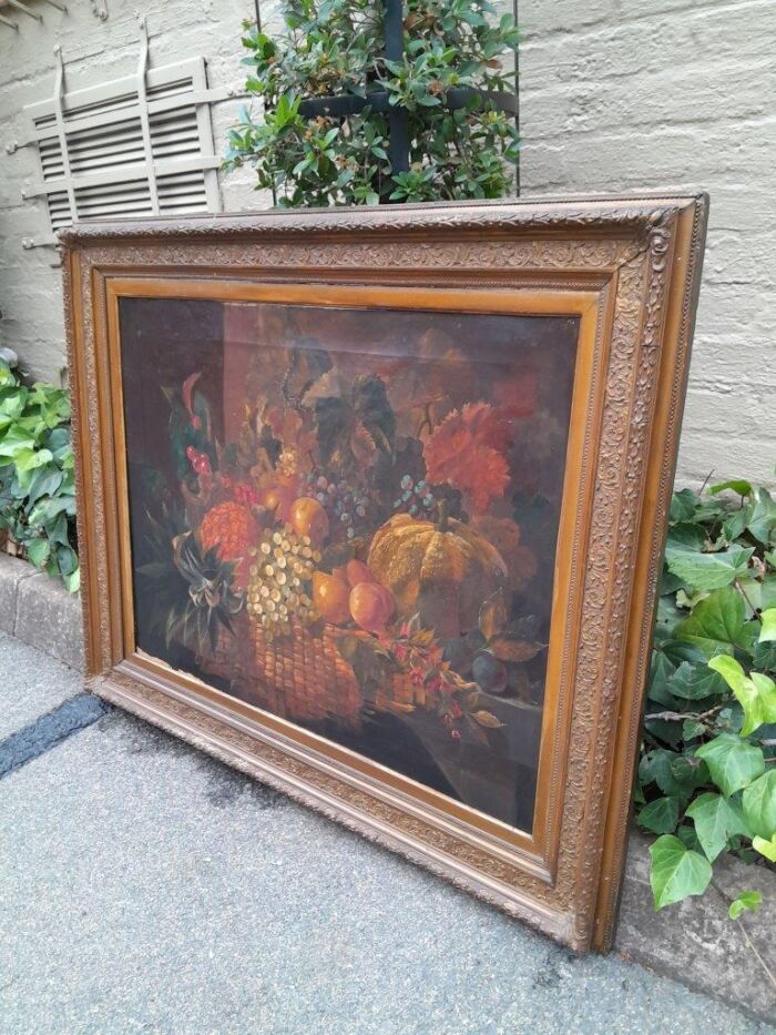 An Antique R19th Century England Circa 1802/1864  Fruit Oil Painting Signed - Image 3