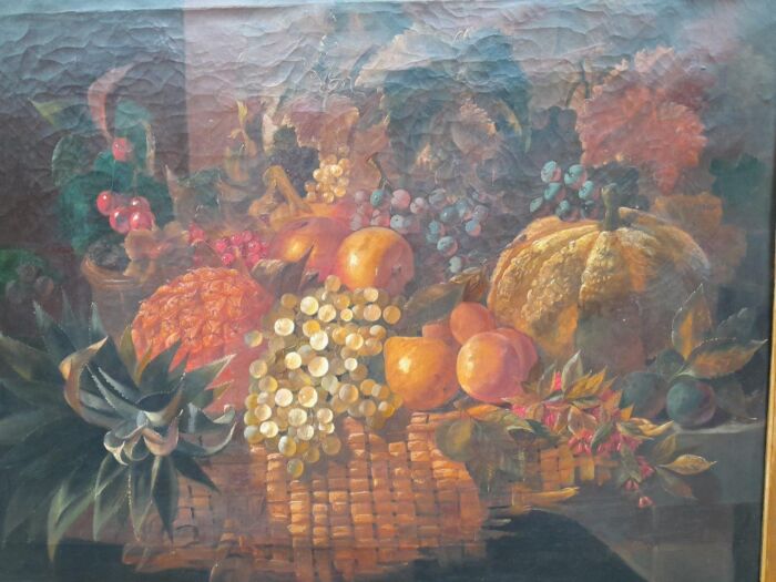 An Antique R19th Century England Circa 1802/1864  Fruit Oil Painting Signed - Image 4