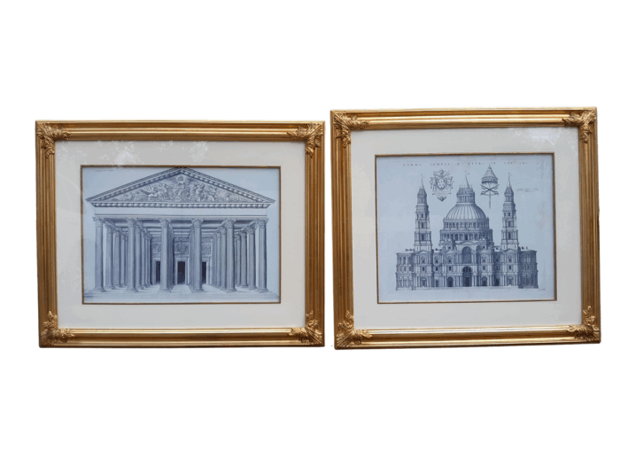 A Set Of Two Architectural Works: Forma Templi Da Petri In Vaticano And Study Of Grecian Temple"