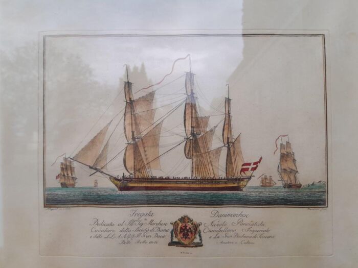 A Naval Study Engraving With Watercolour - Image 4