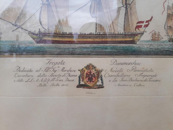 A Naval Study Engraving With Watercolour - Image 5