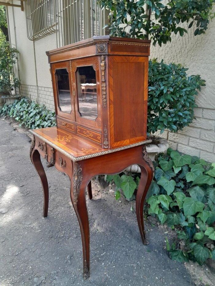 An Early 20th Century/Circa 1930 French Secretaire Inlaid And Gilt Metal In Two Parts With Glazed Doors - Image 6