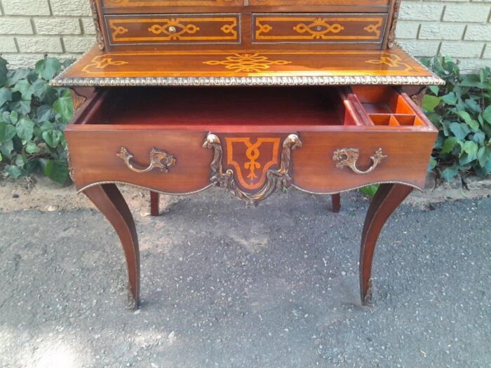 An Early 20th Century/Circa 1930 French Secretaire Inlaid And Gilt Metal In Two Parts With Glazed Doors - Image 8