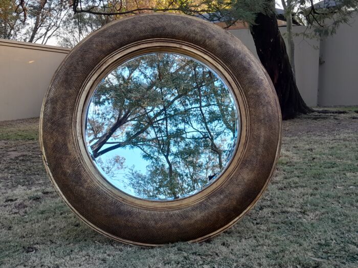 A Hang Gilded in Gold Leaf Bevelled Circular Mirror - Image 2