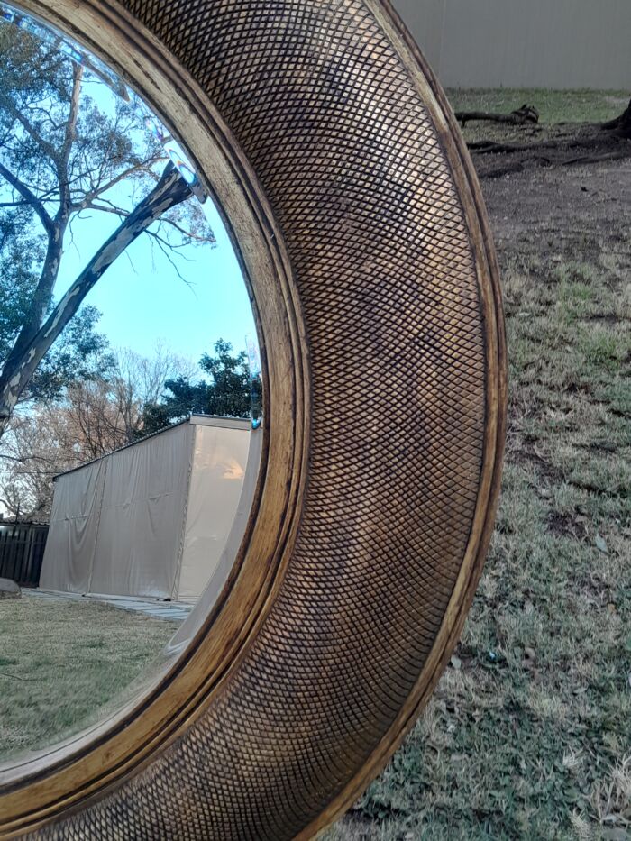 A Hang Gilded in Gold Leaf Bevelled Circular Mirror - Image 6