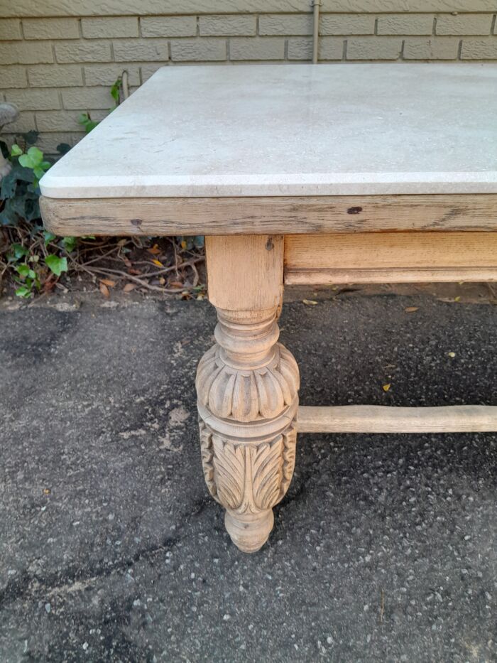 An Antique 19th Century French Carved Oak Dining Table in a Contemporary Bleached Finish - Image 10