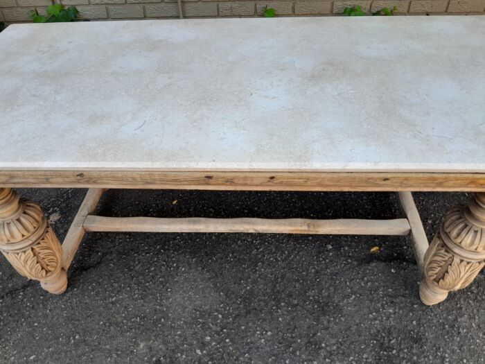 An Antique 19th Century French Carved Oak Dining Table in a Contemporary Bleached Finish - Image 8