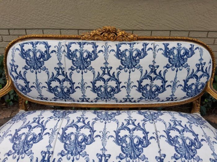 A 20TH Century French Louis XVI Style Set Of A Carved And Gilded Settee And Pair Of Armchairs - Image 5