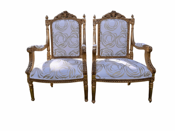 A 20th Century Circa 1980 French Style Giltwood Armchairs