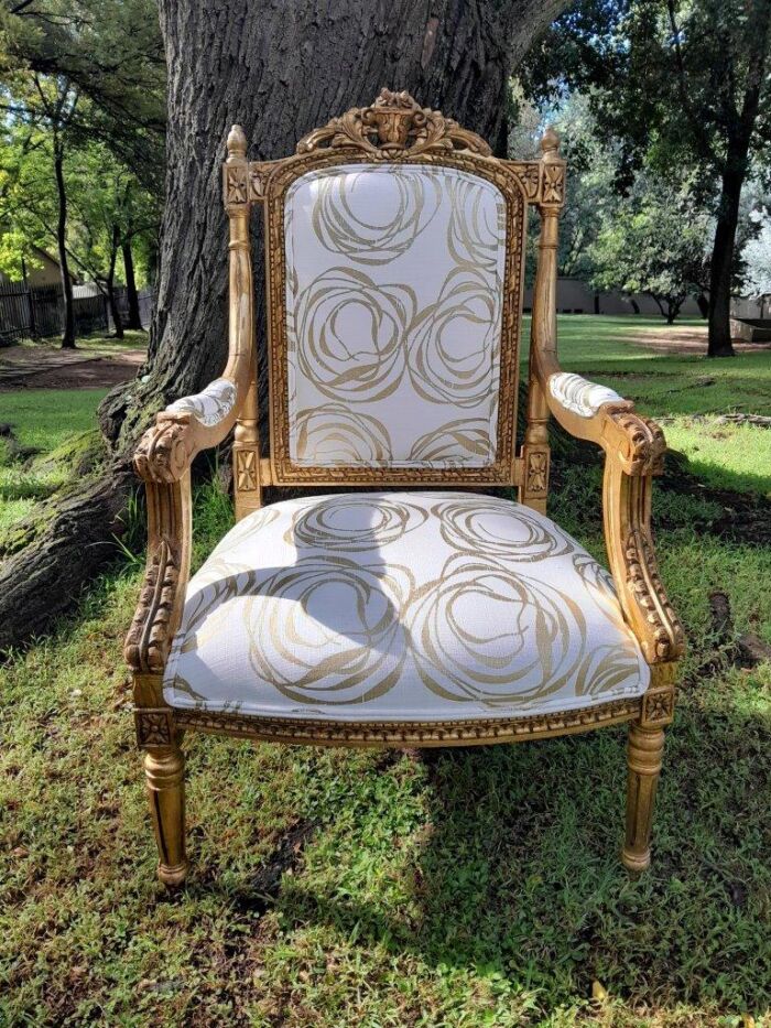 A 20th Century Circa 1980 French Style Giltwood Armchairs - Image 3