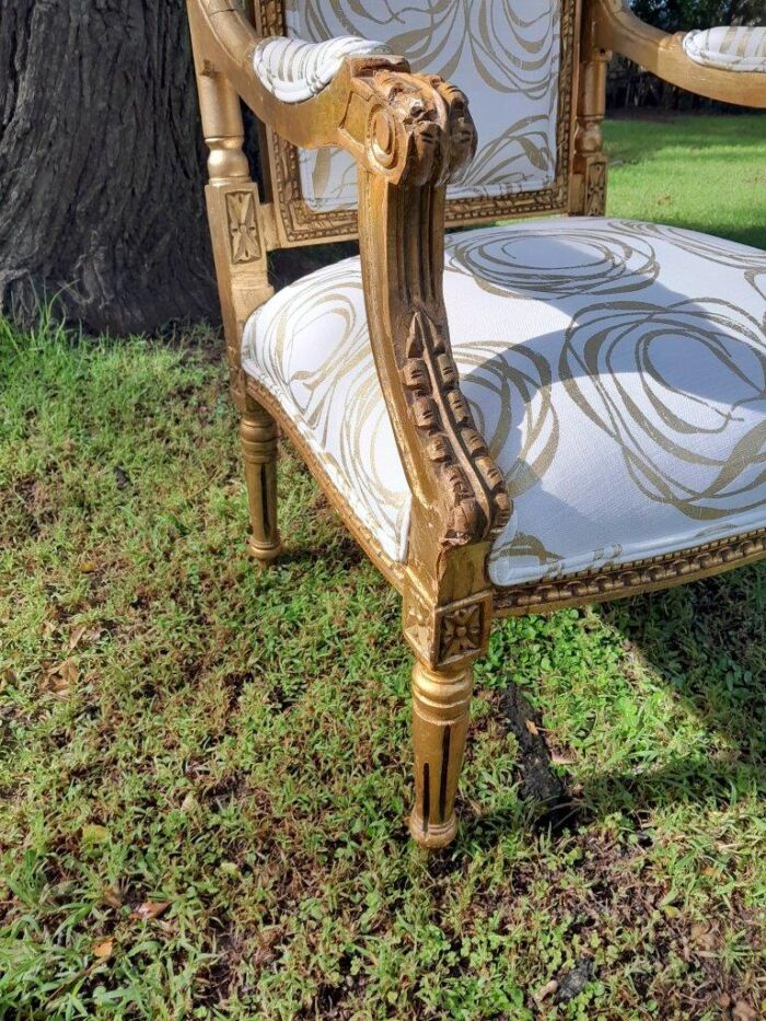 A 20th Century Circa 1980 French Style Giltwood Armchairs - Image 6