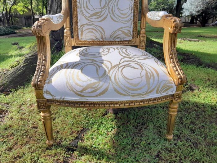 A 20th Century Circa 1980 French Style Giltwood Armchairs - Image 7