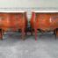 A 20th Century Pair of French Style Mahogany Bombe Pedestals with Marble Tops & Ormolu Mounts