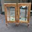 A French Style Pair of Gilded Display Cabinets / Vitrines with Marble Tops
