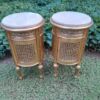 A Pair of French Style Ornately Carved Giltwood Pedestals / Side Tables with Marble Tops - Image 4