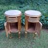 A Pair of French Style Ornately Carved Giltwood Pedestals / Side Tables with Marble Tops - Image 7