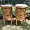 A Pair of French Style Ornately Carved Giltwood Pedestals / Side Tables with Marble Tops - Image 2