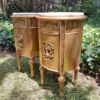 A Pair of French Style Ornately Carved Giltwood Pedestals / Side Tables with Marble Tops - Image 3