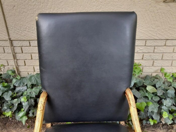 A 20th Century French Style Carved and Giltwood Arm Chairs Upholstered in Leather) - Image 8