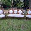 A 20th Century French Louis XVI Style Five Piece Set of Giltwood Settee and Four Armchairs - Image 4