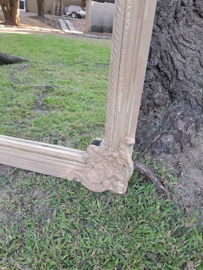 A French Style Ornately Carved And Bevelled Mirror In A Natural  /  Bleached Finish - Image 5