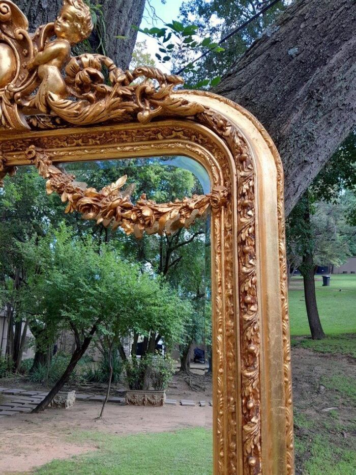 A French Style Ornately Carved and Gilded Bevelled Mirror 3 - Image 5