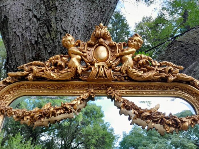 A French Style Ornately Carved and Gilded Bevelled Mirror 3 - Image 7