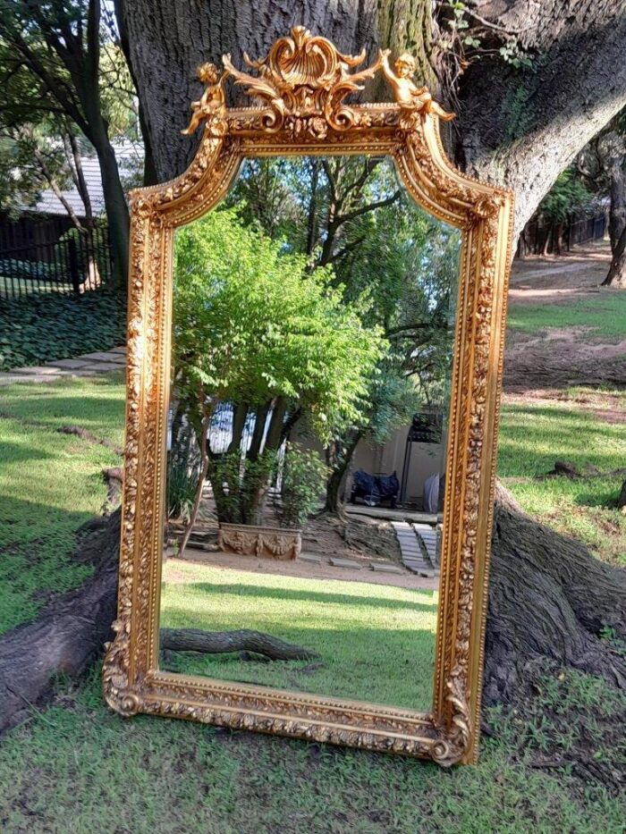 A French Style Ornately Carved and Gilded Bevelled Mirror 9 - Image 2