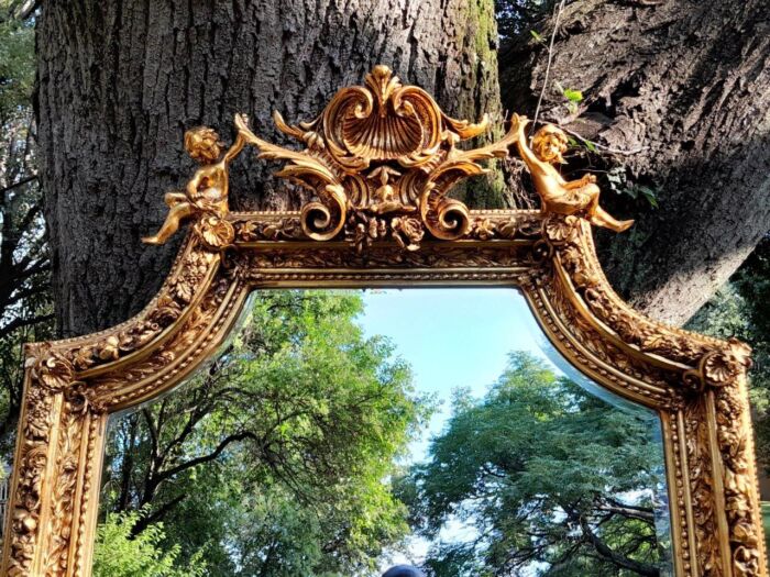 A French Style Ornately Carved and Gilded Bevelled Mirror 9 - Image 3