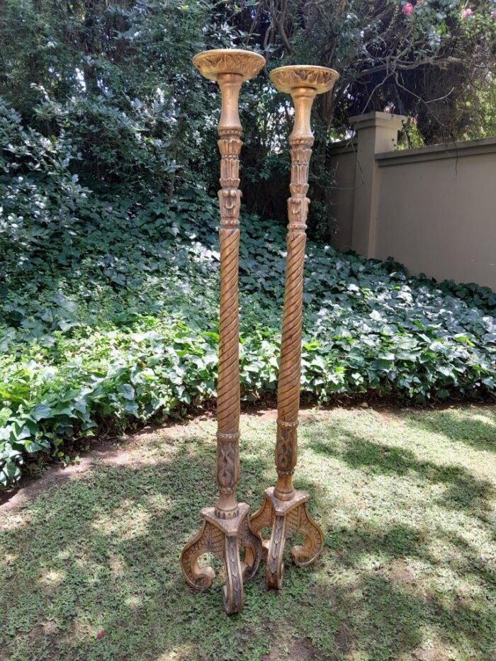 A Pair of Large Size French Style Hand Gilded Candle Holders - Image 3