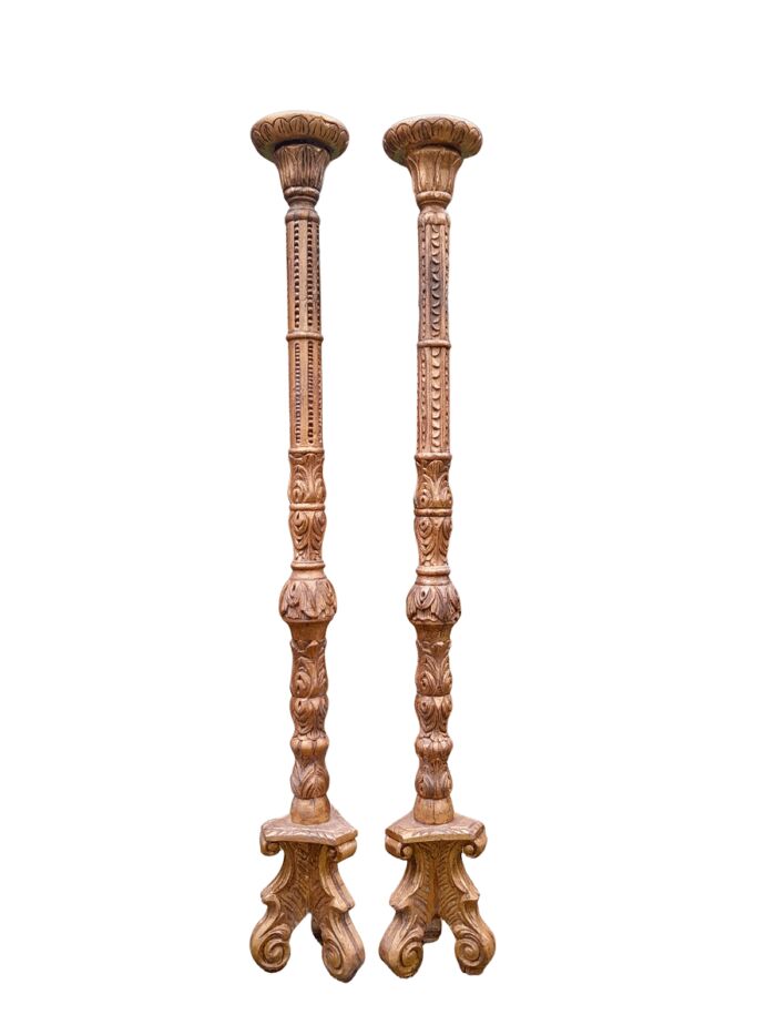 A Pair of Large Size French Style Hand Gilded Candle Holders