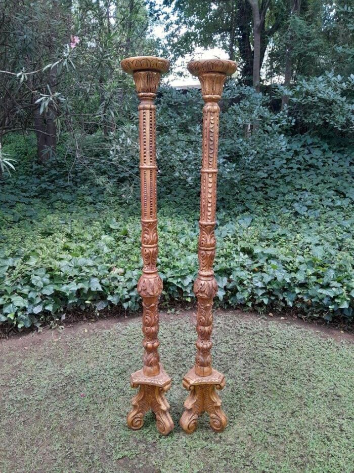 A Pair of Large Size French Style Hand Gilded Candle Holders - Image 2