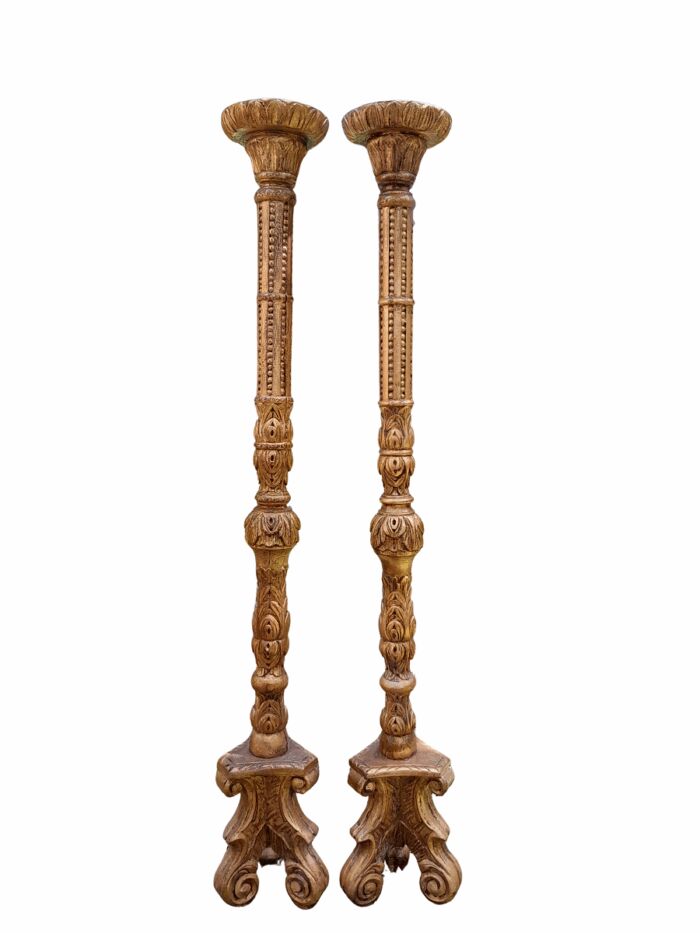 A Pair of Mid Size French Style Hand Gilded Candle Holders