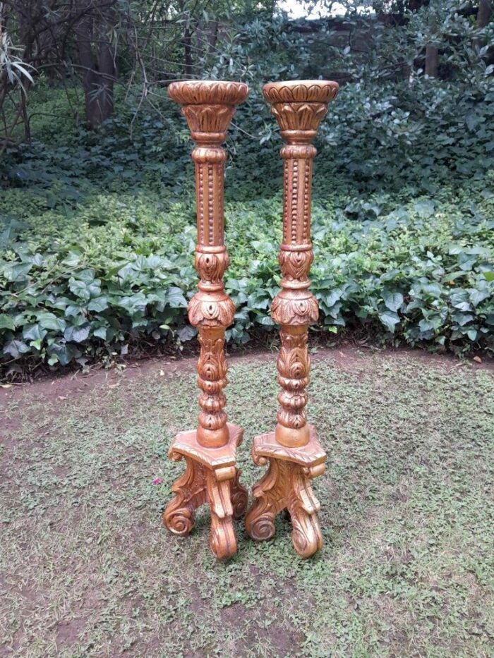 A Pair of Small Size French Style Hand Gilded Candle Holders - Image 2