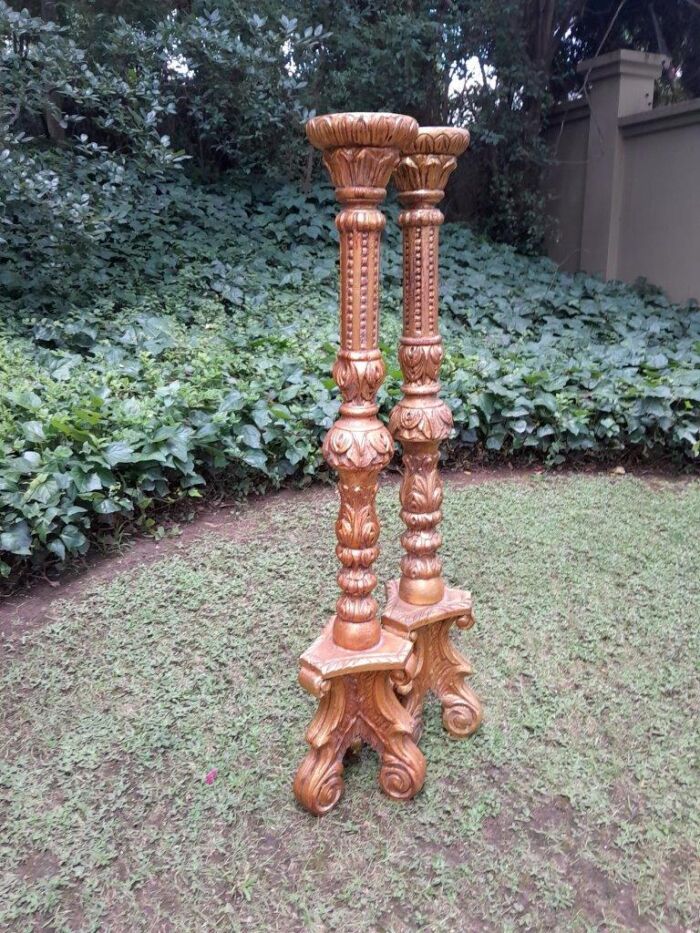 A Pair of Small Size French Style Hand Gilded Candle Holders - Image 3
