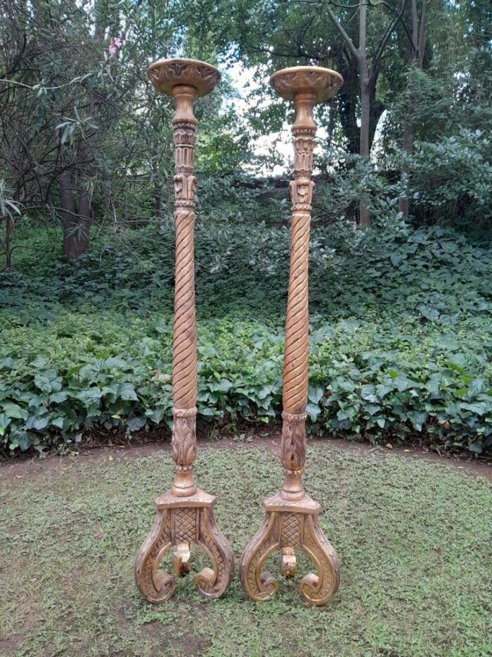 A Pair of Mid Size French Style Hand Gilded Candle Holders