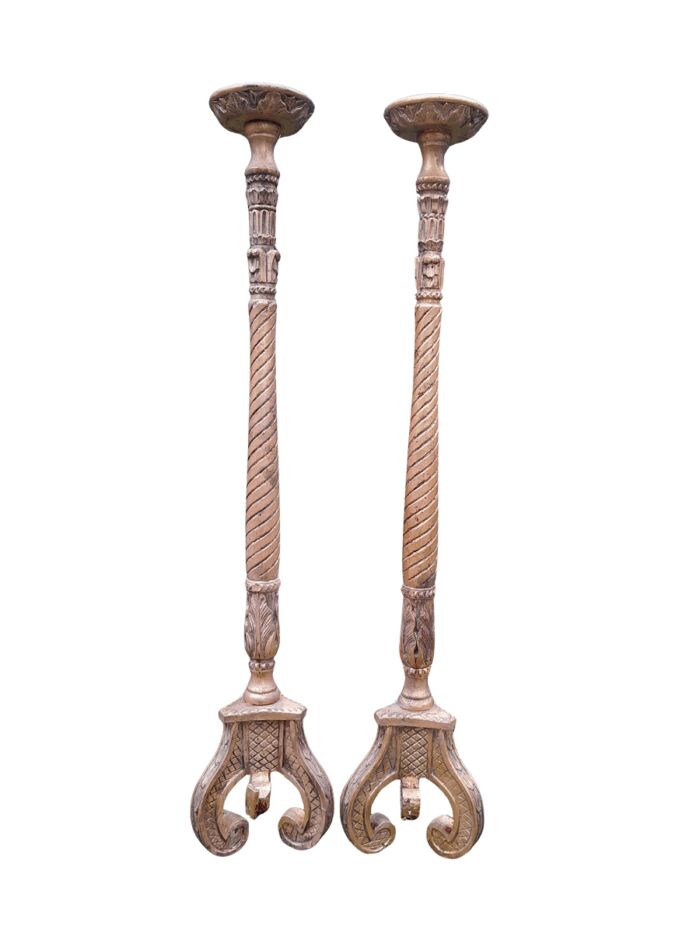 A Pair of Mid Size French Style Hand Gilded Candle Holders