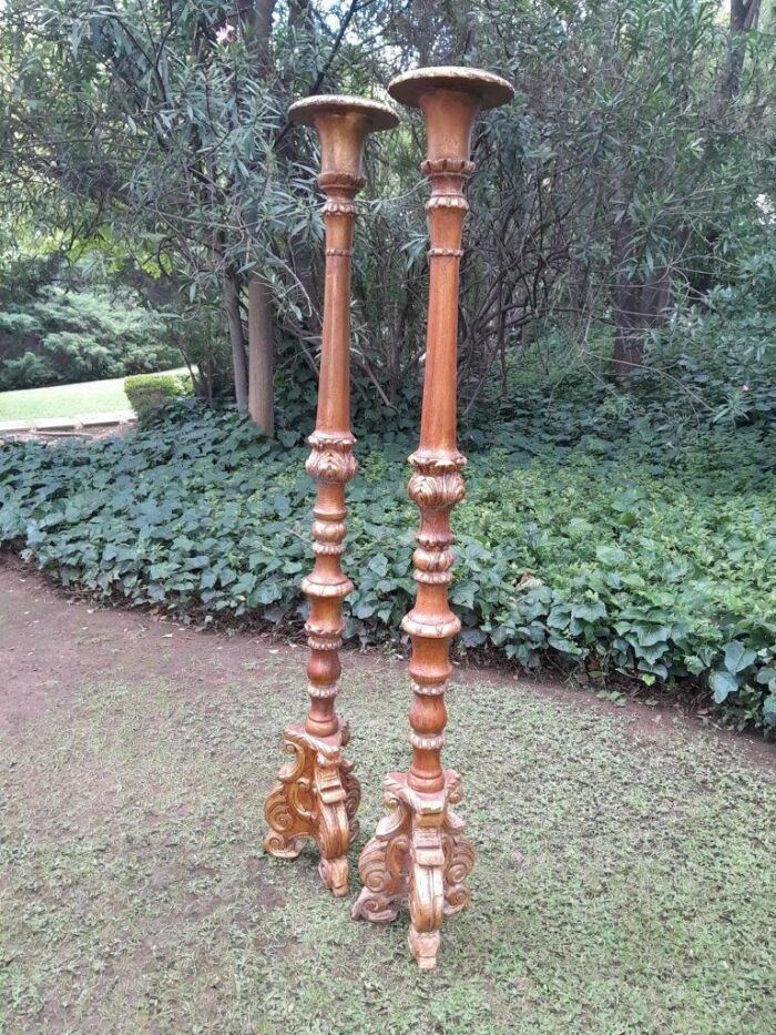A Pair of Large Size French Style Hand Gilded Candle Holders - Image 2