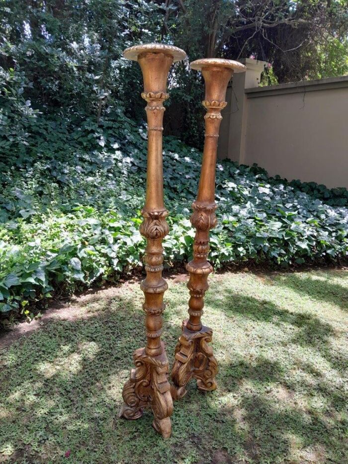A Pair of Mid Size French Style Hand Gilded Candle Holders - Image 3