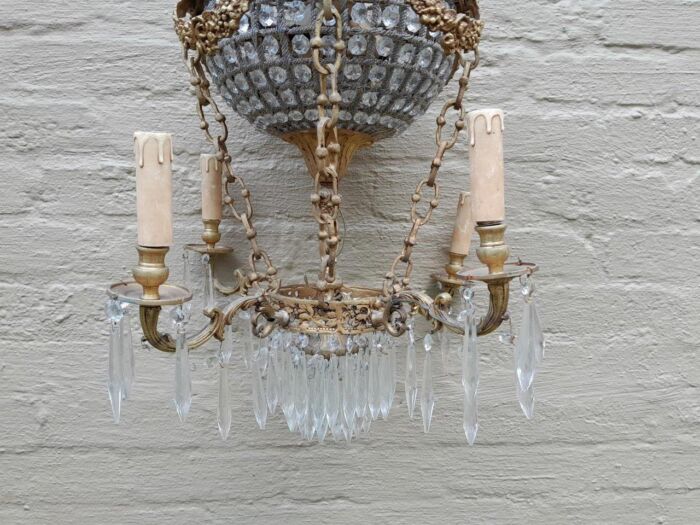 A 20th Century Brass Gilt Monumental Empire French Style Chandelier with Crystals - Image 3