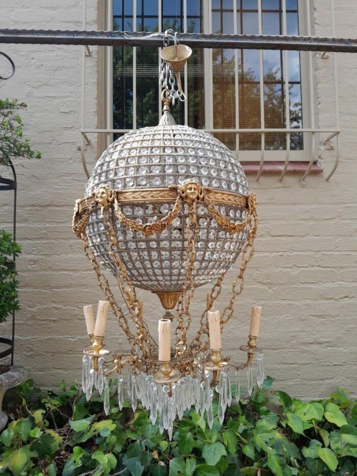 A 20th Century Brass Gilt Monumental Empire French Style Chandelier with Crystals - Image 2