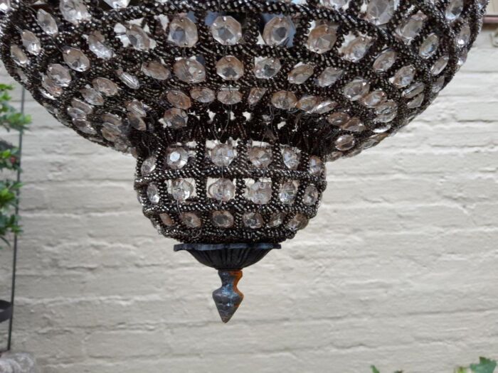 A French Style Pair of Gilt Aged Monumental Empire Chandeliers - Image 6