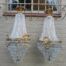A Pair of French Style Ring Brass & Crystal Chandeliers