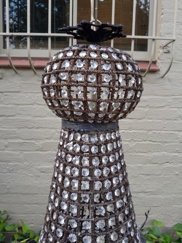 A Large Aged Pair of Monumental Empire French Style Chandeliers with Deer Head Figures - Image 8