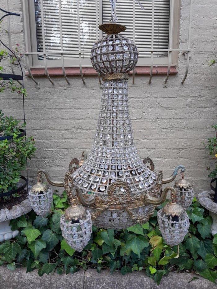 A Brass Gilt & Aged Monumental Empire French Style Chandelier - Image 2