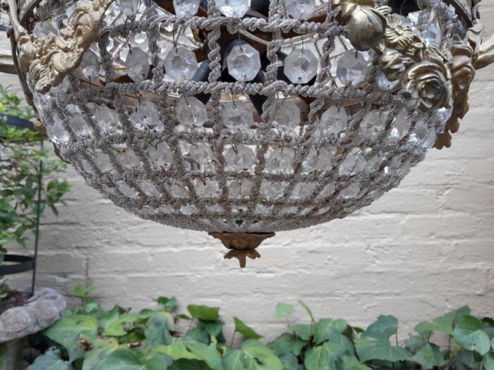 A Brass Gilt & Aged Monumental Empire French Style Chandelier - Image 4