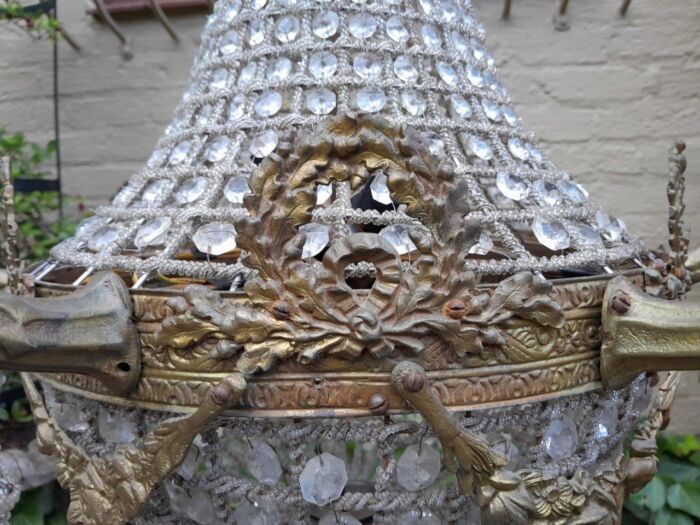 A Brass Gilt & Aged Monumental Empire French Style Chandelier - Image 5
