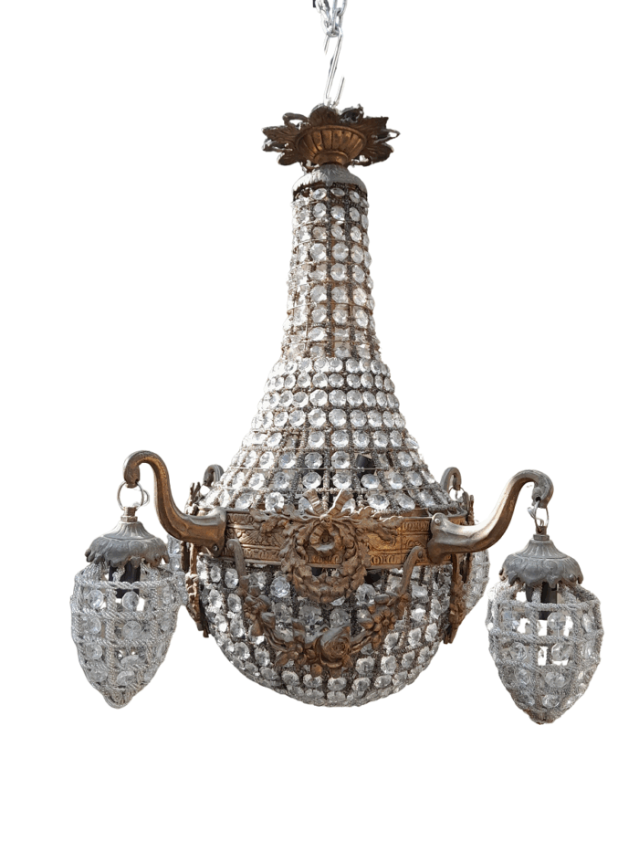 A Brass Gilt & Aged Monumental Empire French Style Chandelier