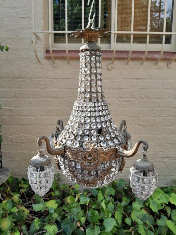 A Brass Gilt & Aged Monumental Empire French Style Chandelier - Image 2